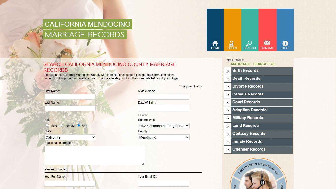 Search California Mendocino County Marriage Records